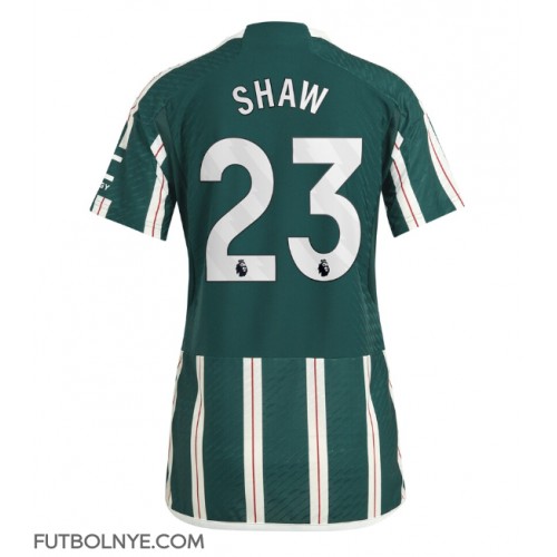 Camiseta Manchester United Luke Shaw #23 Visitante Equipación para mujer 2023-24 manga corta